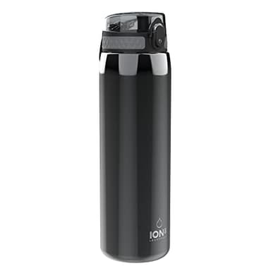 ION8 Borraccia Acciaio Inox Leggero 1 Litro, Non Isolato, a Prova di Perdite, Facile da Aprire, Serratura Sicura, Lavabile in Lavastoviglie, Durevole e Resistente ai Graffi, Grigio