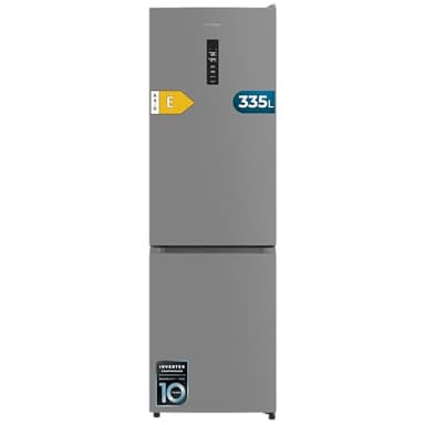 Cecotec Frigorifero Combinato 335L No Frost Bolero CoolMarket Combi 335 Grey E. Altezza 195,3cmx59,5cm Larghezza, Compressore Inverter Plus, Basso Consumo, Ripiani Vetro, Controllo Umidità, Grigio