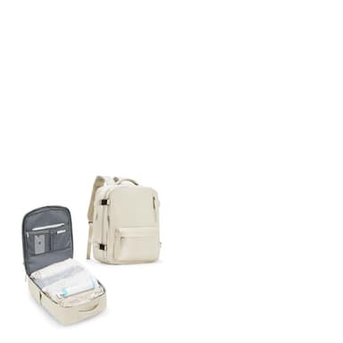 Zaino da Viaggio Sottovuoto con Pompa Manuale, Zaino Cabina 45x36x20 cm Bagaglio a Mano per Aereo, Borsa da Viaggio Compatta Sotto il Sedile per Donna e Uomo -Beige