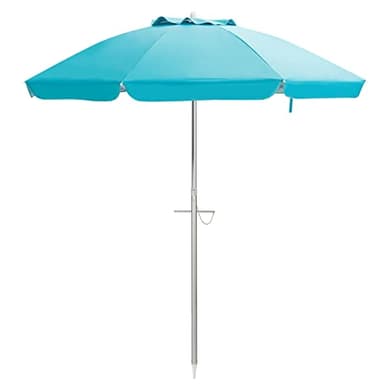RELAX4LIFE Ombrellone da Spiaggia Antivento 2M, 8 Stecche Stabili e Palo Alluminio Centrale Inclinabile, Protezione Solare,No Base, Borsa di Trasporto, 182x182x213cm (Azzurro)