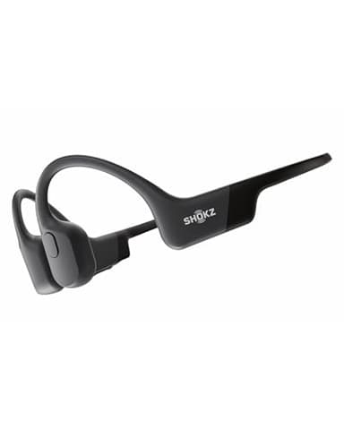 SHOKZ Auricolari OpenRun a conduzione ossea, auricolari sportivi Bluetooth open-ear con microfono, cuffie wireless impermeabili IP67, autonomia 8 ore, USB-C, Fascia auricolare sport, Nero