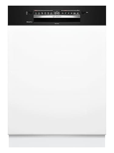 Bosch SMI4HCB07E Serie 4, Lavastoviglie Smart da incasso con frontalino, 14 coperti, Cestelli personalizzabili, Indicazione di funzione a pavimento, Motore EcoSilence Drive, Nero, 60 cm.