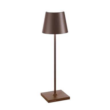 Zafferano, Poldina Pro, Lampada da Tavolo Ricaricabile e Senza Fili con Controllo Touch, Utilizzabile anche come Lampada da Esterni, Dimmer, 2200-3000 K, Altezza 38 cm, Colore Corten