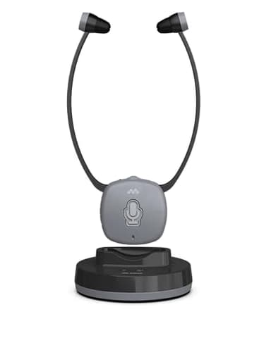 Meliconi Cuffia TV Easy Audio Wireless Digitale, Modello Steto con Ingresso Ottico, Microfono Ambiente, Volume Regolabile, Base Ricarica, Portata 20m, Audio Bilanciato per TV