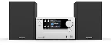 KENWOOD, Sistema Micro HiFi Stereo M-725DAB-S, con Ricevitore Radio DAB+, Lettore CD e Presa USB, Bluetooth per Audio-Streaming V5.0 (A2DP), Display a Colori 2,4", Silver