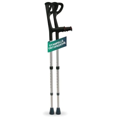 REMEDIA ONE - Stampelle Ortopediche Regolabili in Alluminio Anodizzato, Stampelle Canadesi Adulti Antiscivolo, Altezza 74-97 cm, 2 Unità – Nero