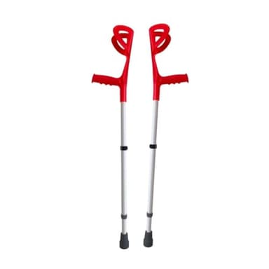 Cura Farma® Active Coppia Stampelle per Avambraccio Canadesi, Adatte a Recupero Post-Operatorio Terapia Ortopedica, Altezza Facilmente Regolabile, Alluminio ROSSO Robusto e Leggero x2