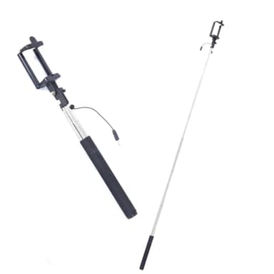 PARENCE.- Set di 2 selfie stick universali per smartphone - pulsante spina fotografica - spina jack - fino a 1 metro di lunghezza aperto, colore casuale - 2 pezzi