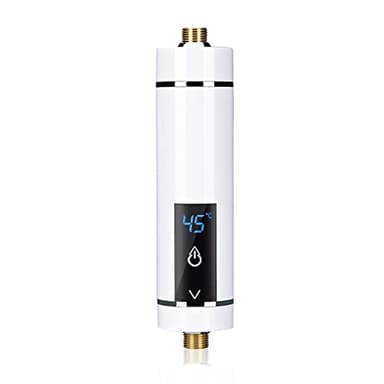 Mini scaldabagno elettronico istantaneo 220 V 3500 W, mini scaldabagno istantaneo, mini scaldabagno doccia tankless, spina europea, bagno cucina [classe energetica A] (bianco)