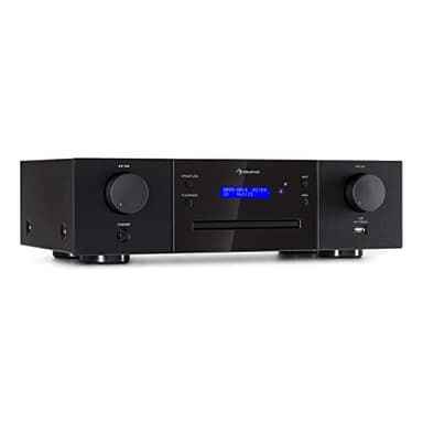 Auna CD-1000 DG - Lettore CD hifi, USB, MP3, telecomando, lettore CD con display LED, ricevitore CD in alluminio, nero