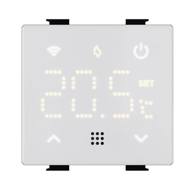 Cronotermostato WiFi Smart da incasso, compatibile con BTicino Living, display LED touch, bianco,controllo remoto con APP, alimentazione 230V, caldaia, riscaldamento e raffrescamento, LNWF4102