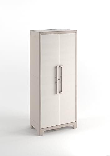 Keter Armadio Alto Gulliver, 4 Ripiani Regolabili, da Esterno, Ideale per Balcone e Giardino, Sabbia/Beige, 80x44x182 H Cm