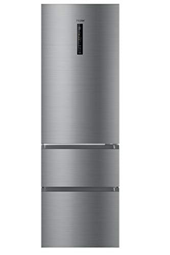 Haier Frigorifero Combinato 3 Porte No Frost 348 L, 190,5x59,5x65,7 cm (AxLxP), Classe E, Zona 0°C, Multi Air Flow, Freezer a Cassetti Easy Access, Silenzioso, Inox HTR3619ENMN
