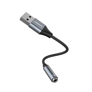 ANDAPA Scheda audio USB, scheda audio esterna con connettore per cuffie e microfono da 3,5 mm. Convertitore audio USB, compatibile con Windows, Mac, computer desktop, Linux, PS4/5.