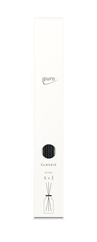 ipuro Classic Fibre Sticks - 5 bastoncini di fibra da riempire per diffusori da 240 ml, bastoncini di ricambio per diffusori | deodorante per ambienti, bastoncini profumati, bastoncini di legno, nero