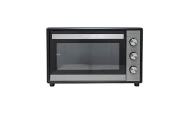 BEHOME Forno Elettrico Ventilato Esterno 70 litri, Forno grande da esterno con Girarrosto, Temperatura 230°, Timer 60', Griglia, Teglia, Leccarda e accessori per girarrosto inclusi, con doppio vetro