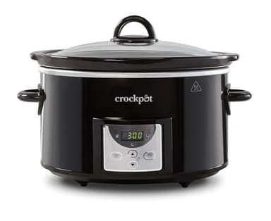 Crock-Pot Pentola per Cottura Lenta, Slow Cooker, 3.5 litri, fino a 4 Persone, Timer Programmabile, Display Digitale, Funzione Keep Warm, 200 W, Ceramica, Nero