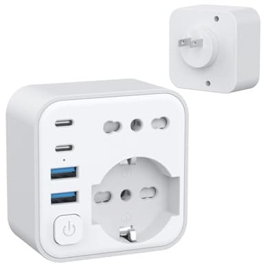 Aochxin Adattatore Presa Giappone, 6 in 1 Adattatore Giappone Italiano con 4 USB, per Cina, Filippine, America, Canada, 3680W, Spina da Viaggio (Tipo A)