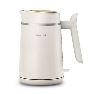 Philips Bollitore Eco Conscious Edition Serie 5000, 100% Plastica A Base Biologica*, Capacità 1,7 L, Senza Filo + Base Piroetta A 360°, Finitura Opaca Bianco Seta, HD9365/10