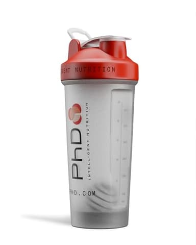 PhD Nutrition Shaker proteine con pallina 600ml - Lavabile in lavastoviglie, Protein Shaker ermetico con chiusura a vite, per un frullato proteico senza grumi