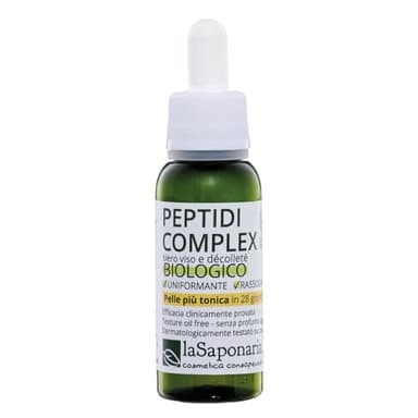 La Saponaria | Siero viso Peptidi Complex con Sacha Inchi, Siero viso ad azione rassodante + tonificante + lift, Agisce in modo efficace e completo sul ringiovanimento del viso e del décolleté, 30ml