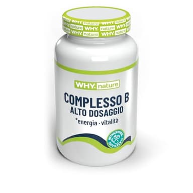 WHY NATURE Complesso B ad Alto Dosaggio - Complesso Vitamina B con Niacina, Vitamina B6, Vitamina B12, Biotina e Colina - Vitamine Gruppo B - 60 cpr