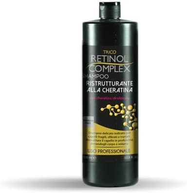 Shampoo Ristrutturante alla Cheratina Professionale 800ml – Con Retinol Complex per Capelli Danneggiati, Setosi e Rinforzati – Senza Parabeni, Made in Italy