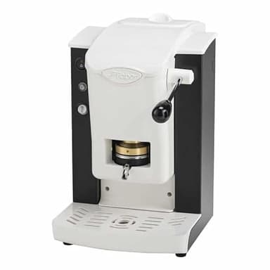 FABER COFFEE MACHINES | Modello Slot Plast | Macchina caffe a cialde ese 44mm | Colore Nero plastiche Bianco | Pressacialda in ottone