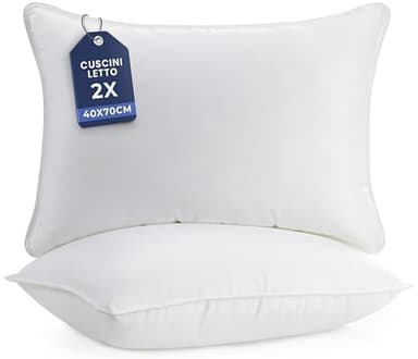 Utopia Bedding Cuscini Letto (Set di 2), 40 x 70 cm Guanciali Letto Coppia, 3D Fibra di Poliestere (Bianco)
