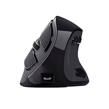 Trust Voxx Mouse Verticale Wireless Ricaricabile Bluetooth o 2.4 GHz, Mouse Ergonomico Senza Filo Programmabile, 9 Pulsanti, Display LED, 1200-2400 DPI, Mac PC Macbook Laptop Chromebook - Nero