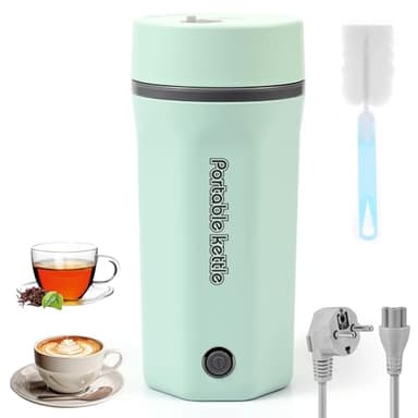 500ML Bollitore Portatile Elettrico Piccolo Bollitore Elettrico da Viaggio da Viaggio Portatile 3 in 1 Doppio Strato 304 Bollitore in Acciaio Inox Spegnimento Automatico (VERDE)