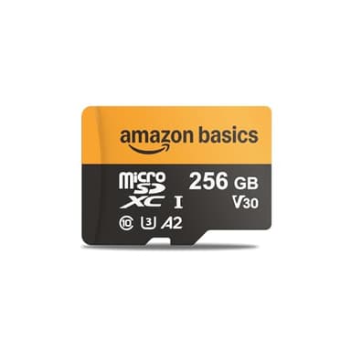 Amazon Basics Scheda microSDXC da 256 GB con Adattatore, Velocità di Lettura fino a 200 MB/s, Confezione da 1