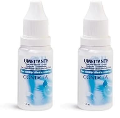 Contacta, Soluzione Umettante a Base di Acido Ialuronico per Lenti a Contatto, Idratazione di Occhi, Ideale per Tutti i Tipi di Lenti, 15 ml (Confezione da 2)