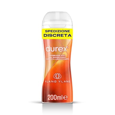 Durex Massage 2 in 1, Gel Lubrificante Intimo a Base Acqua e Gel per Massaggi, con Ylang Ylang, 200 ml
