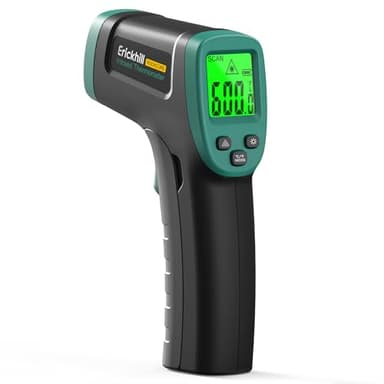 Termometro a infrarossi ERICKHILL -50°C ~ 600°C Termometro laser senza contatto con emissività regolabile, display digitale e retroilluminazione, adatto per riparazioni automobilistiche e cucina