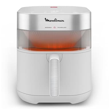 Moulinex Easy Fry Infrared, Friggitrice ad Aria 7L, Doppia Resistenza, Riscaldamento 2 Volte Più Veloce, Cottura Rapida, Lavabile in Lavastoviglie, Finestra di Osservazione, Colore Bianco, EZ831G