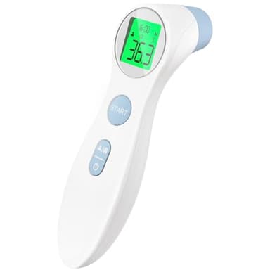 Femometer Termometro Digitale Per Febbre, Termometro Fronte Per Neonati, Bambini, Termometri Neonato Infrarossi Senza Contatto, Con Lettura Accurata Istantanea, Interruttore °C/°F (Bianco-Blu)
