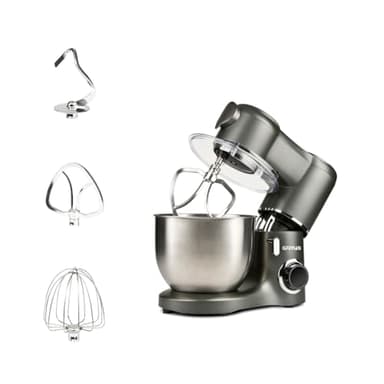 G3 Ferrari G20149 Impastatrice Planetaria "Pastaio", 1800 Watt (max), Capacità 7 Litri, 6 Velocità, Contenitore INOX, Accessori inclusi, Singolo gancio, Grigio Antracite