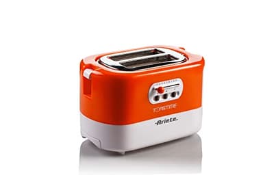 Ariete 159 Toastime - Tostapane con Pinze per 2 fette di pane - 9 Gradi di Doratura - 700 Watt - Bianco e Arancio