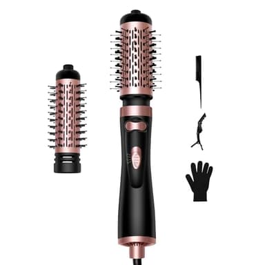 Spazzola Rotante Per Capelli Spazzola Asciugacapelli Rotante da 1000 Watt e 2 Accessori Per Asciugare Lisciare e Volumizzare,Rotating Thermal Brush 3 en 1 Con Tecnologia Ionica Per Effetto Anti-crespo