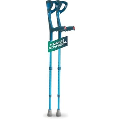 REMEDIA ONE - Stampelle Ortopediche Regolabili in Alluminio Anodizzato, Stampelle Canadesi Adulti Antiscivolo, Altezza 74-97 cm, 2 Unità – Blu