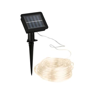 BRILONER – Striscia LED solare da 10 metri, luce bianca calda, resistente all'acqua di picco per esterni, striscia LED con 2 modalità di illuminazione, tubo esterno, nastro, bianco, trasparente