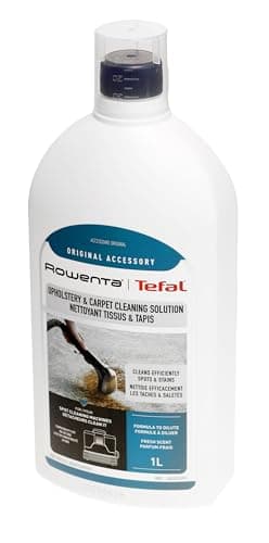 Rowenta Clean It Solution Detergente per tessuti e tappeti XD5310F0-1L Formula da diluire, elimina macchie quotidiane e tenaci, profumo fresco, per divani, tappeti, Rowenta, bianco