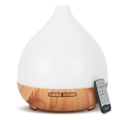 Cozary Diffusore di Oli Essenziali, 400ml Diffusore di Aromi Umidificatore Ambiente Con LED a 7 colori, Ultrasuoni Aromaterapia con Telecomando 3 Timer,Spegnimento automatico,Senza BPA