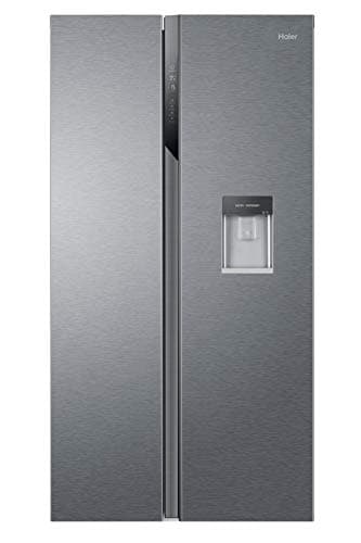 Haier SBS 90 Serie 3, Frigorifero Side by Side, 2 Porte, 521 Litri, No Frost, Water Dispenser e Sistema Multi Air Flow, Libera Installazione, Classe E, 90,8 x 64,7 x 177,5 cm, Alluminio - HSR3918EWPG