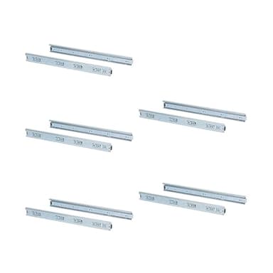 Emuca 3043605 Coppia di Guide/Binari con Cuscinetti a Sfere ad Estrazione Totale 45mm x 500mm per Cassetto, Set di 5