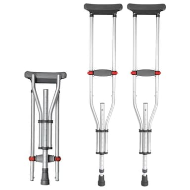 Stampelle ascellari, stampelle, supporto per avambracci, regolabile in altezza, Portata 150 KG, in Alluminio con Poggia Avambraccio e Poggia Mano Morbidi per anziani e disabili, 1 Paio