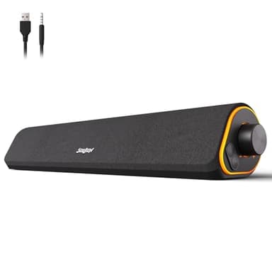 SOULION Altoparlante per PC, Bluetooth e altoparlante da 3,5 mm, funzionamento USB, luci colorate, soundbar con interruttore per PC, laptop, tablet, monitor, smartphone, 42 x 7 x 9 cm, nero