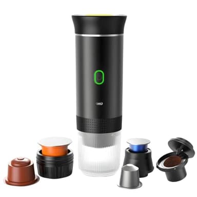 SOUTH AREA Caffettiera portatile 3 in 1 compatibile con capsule Ness-preso, Dolce-Gusto e Caffè macinato - Mini macchina da caffè elettrica con acqua calda USB-C - ideale per viaggi, campeggio e auto