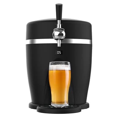 Cecotec BeerFlow 5000 - Dispenser per birra da 60 W, gamma di temperatura controllata da 3 a 6 °C, compatibile con fusti universali pressurizzati, 5 l, indicatore temperatura LED, maniglia per il